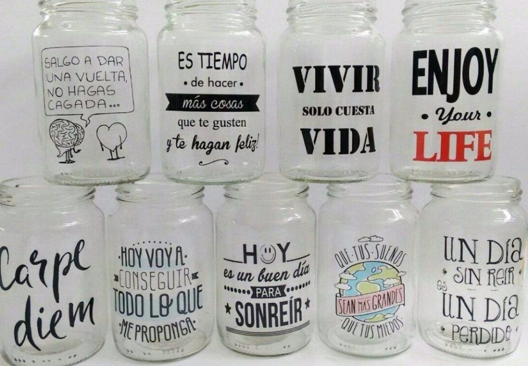 40 frascos con frases inspiracion en cada etiqueta